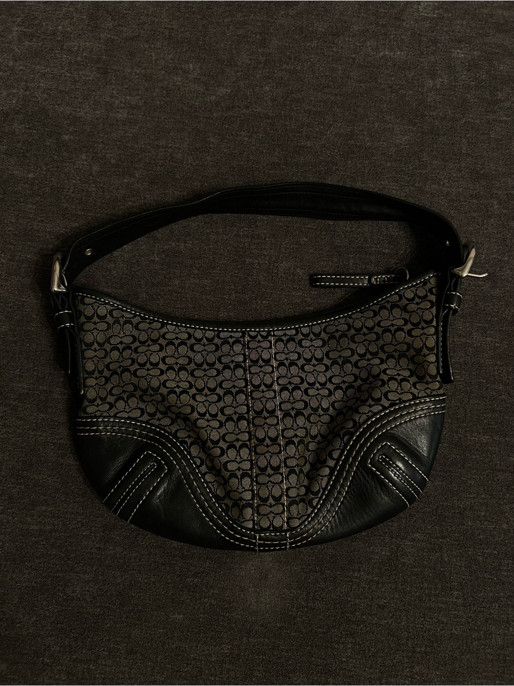 Coach Black Signature Canvas and Leather Hobo